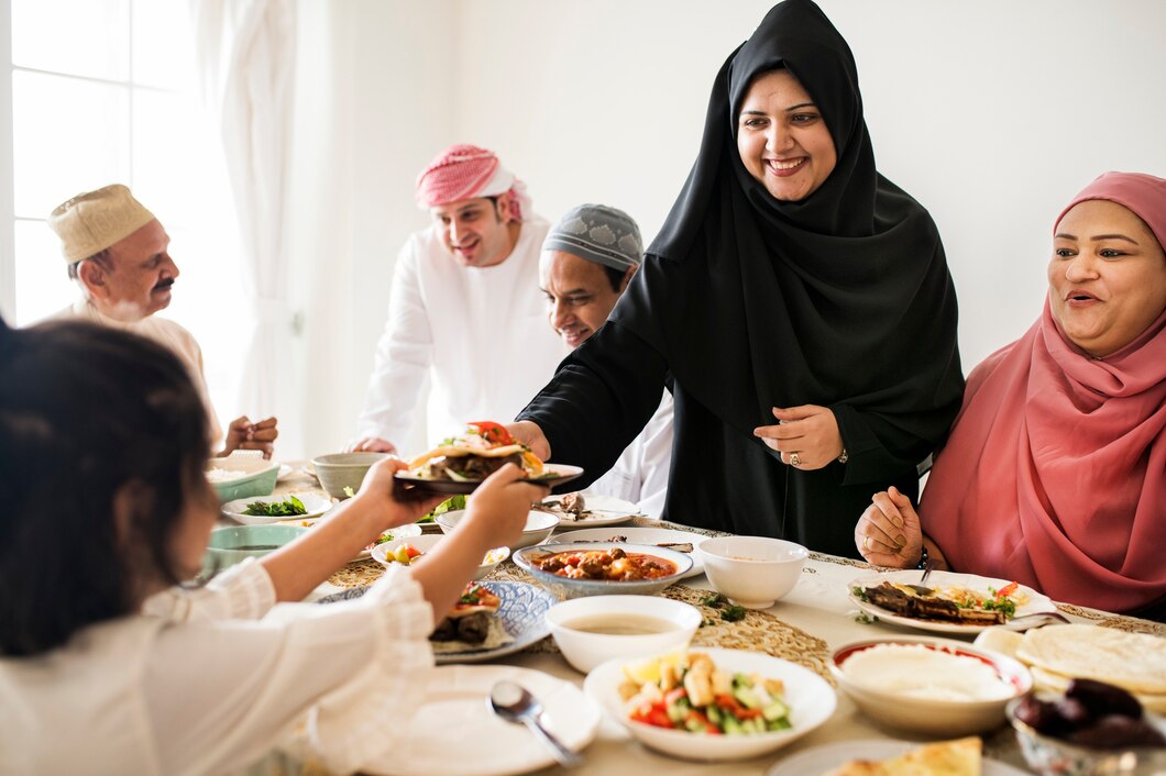 muslim-woman-sharing-food-ramadan-feast_