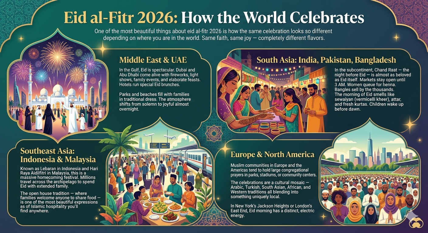 Eid al-Fitr 2026 How the World Celebrates infographics