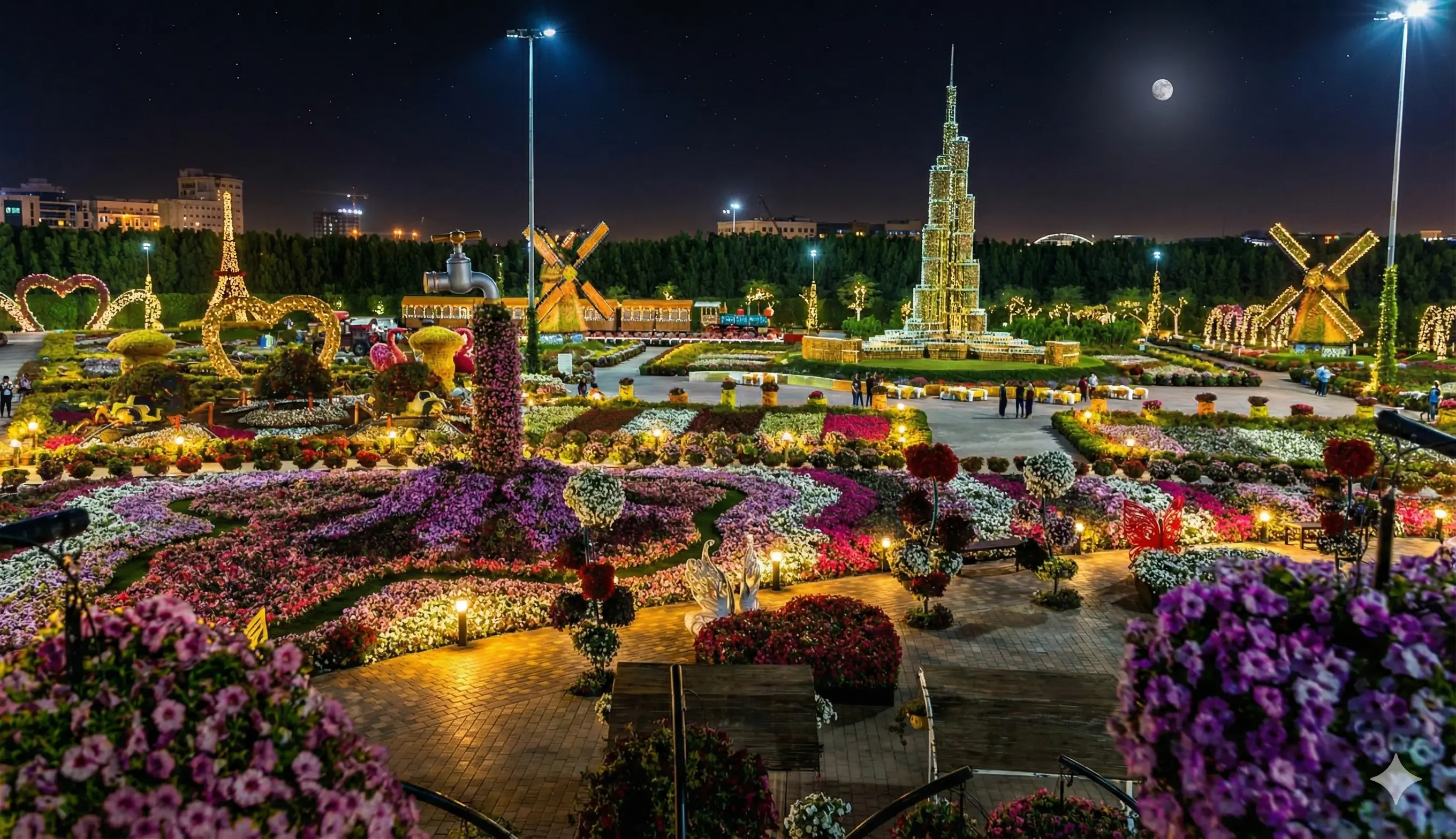 dubai miracle garden night view