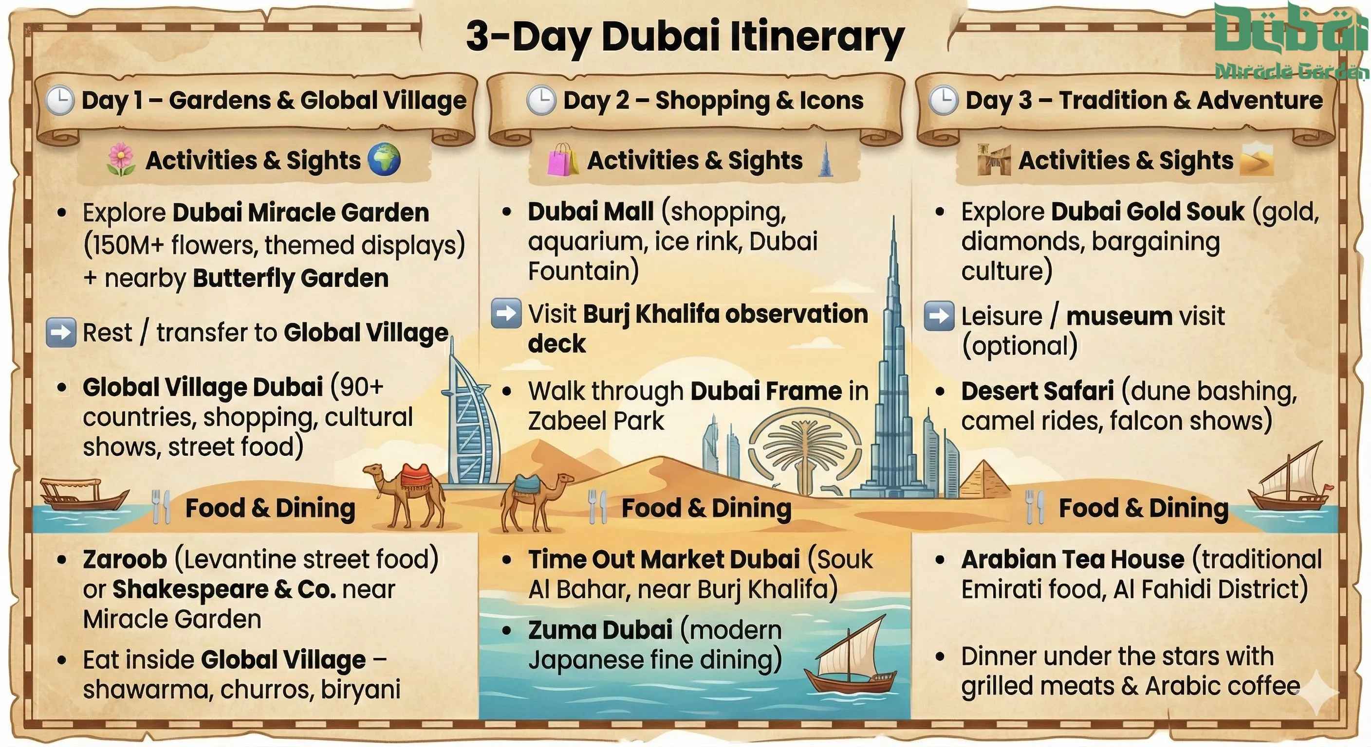 3 days itinerary of dubai
