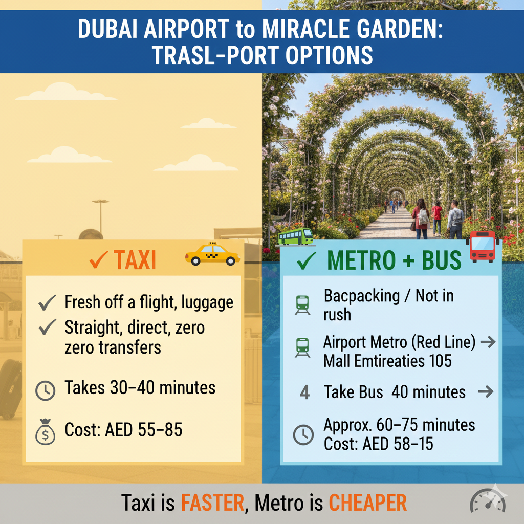 Dubai Airport to Miracle Garden