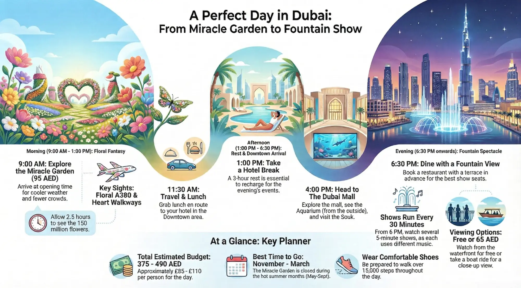 Dubai Miracle Garden & Fountain: One-Day Itinerary