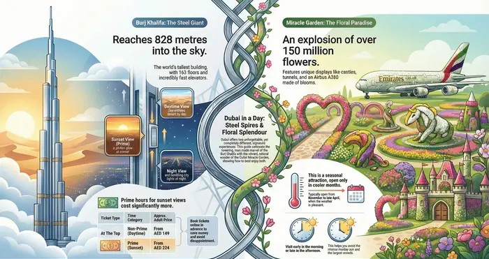 burj khalifa & miracle garden infographic