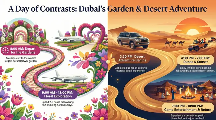 Dubai miracle garden & Dubai safari 1 day itinerary