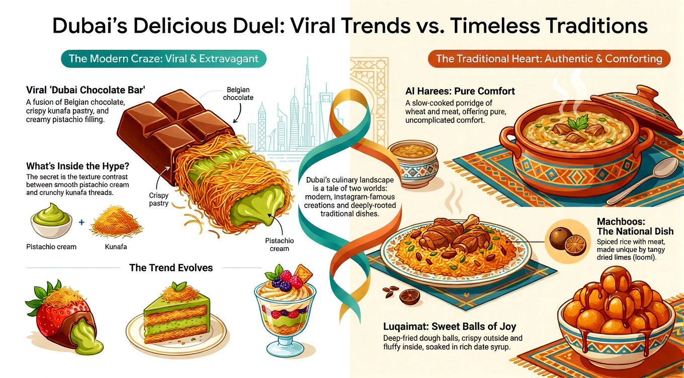 Dubai Chocolate Bar & Traditional Food