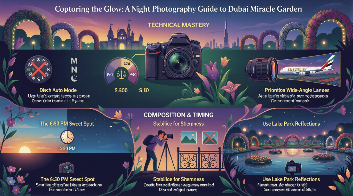 Photography Tips for Miracle Garden at Night Visits